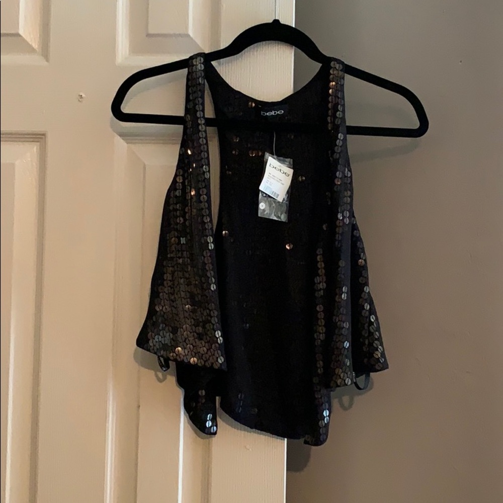 Bebe Sequin Crop Vest